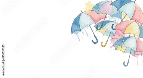 Colorful umbrella seamless pattern vibrant rainy season repeat background design