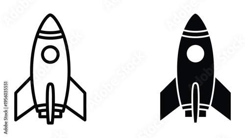 black and white rocket ship icons vector illustration