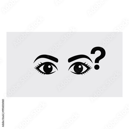 Vector illustration of a pair of eyes with a question mark symbol, expressing confusion or curiosity