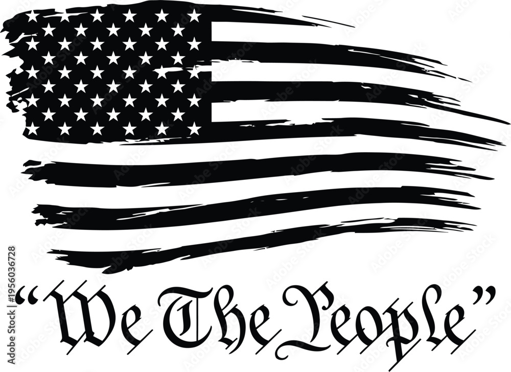 Obraz premium We The People USA flag minimalist vector isolated on white background