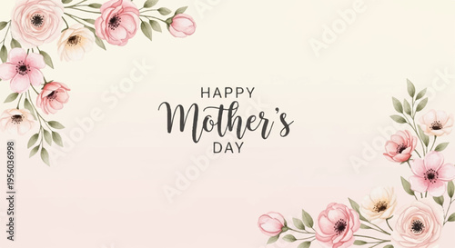 Mother's Day floral banner vector, Happy Mother's Day background