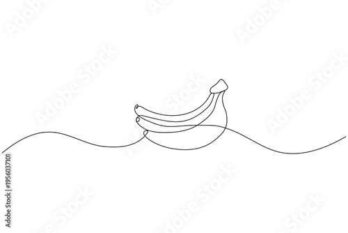 Vector line art of a banana cluster in continuous drawing style
