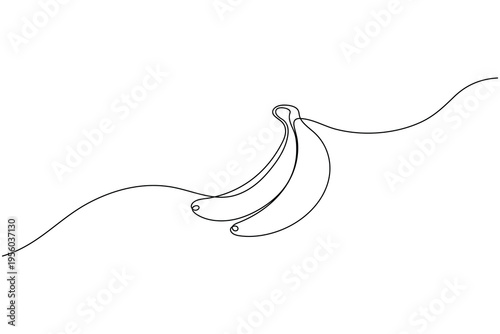 Vector line art of a banana cluster in continuous drawing style

