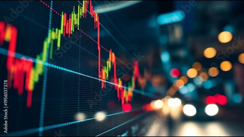 Stock market graph analysis with glowing lines and blurred background