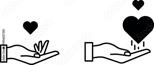 Hearts floating above open hands