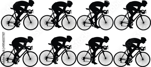 Vector collection of black silhouettes featuring athletes in action, playing soccer, basketball, running, and fitness exercises isolated on white background for sports design.