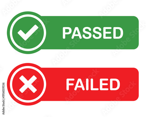 Passed and failed icons success and error symbols flat vector design