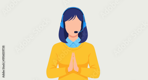 Female customer service representative wearing headset illustration