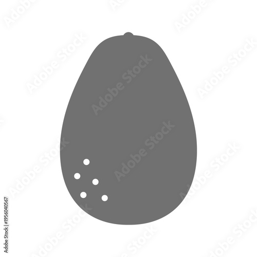 アボカドのシンプルな白黒フラットイラスト