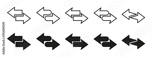 transfer arrow set icon. Exchange, exchange and replacement symbols. Double arrow. vector illustration