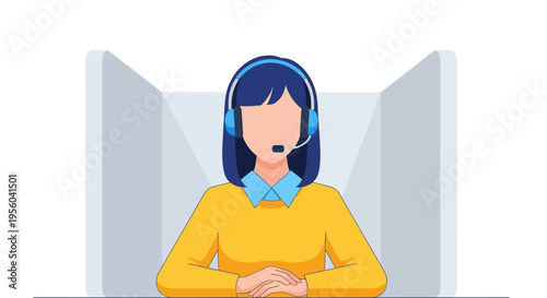Female customer service representative wearing headset illustration