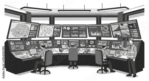 Control Room Operations - Monitoring Systems and Personnel in Action.