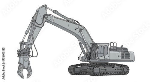 Large excavator machine with claw.