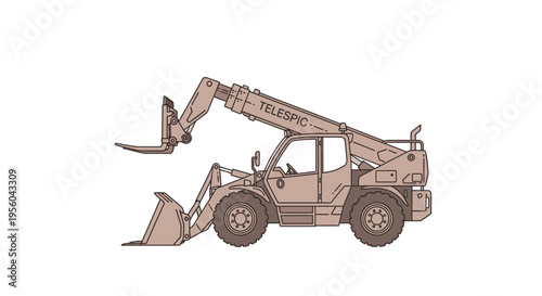 Heavy duty telehandler with bucket attachment.