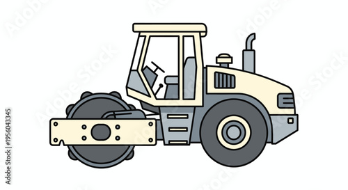 Road Roller Construction Vehicle Machine.