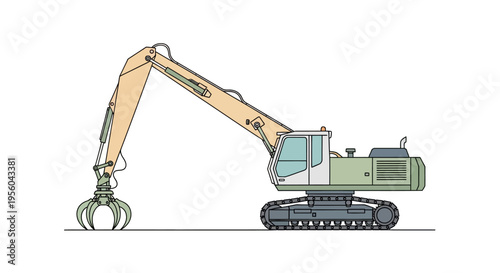 Large excavator with claw attachment.