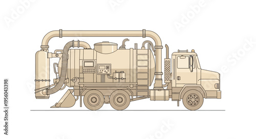 Large industrial vacuum truck vehicle.