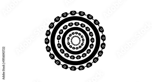 Circular Pattern with Concentric Rings and Decorative Elements.