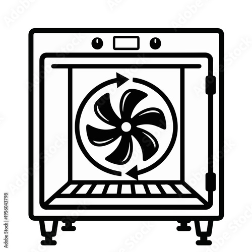 double-stacked convection oven icon representing high-capacity commercial kitchen equipment. A minimalist black and white vector symbol designed for restaurant supply catalogs, industrial cooking apps