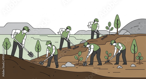 Community Planting Trees for a Greener Future Together.