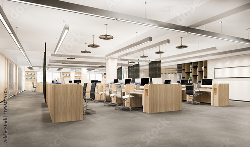 Фотография 3d rendering business meeting and working room on office building