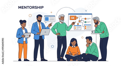 Mentorship and guidance concept with diverse group of people