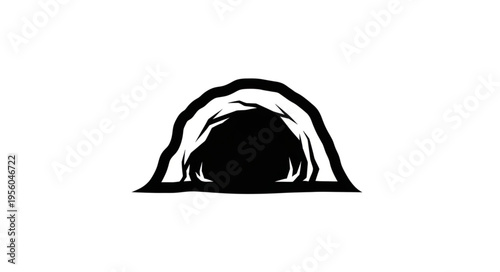 Dark and Mysterious Cave Entrance with Rough Stone Texture.