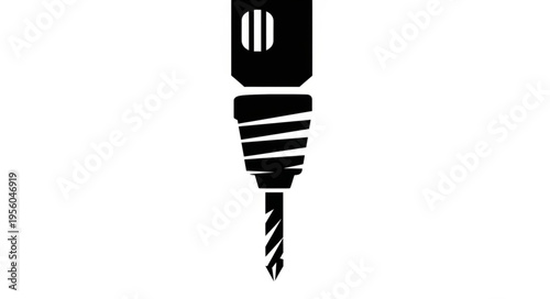 Detailed Black and White Illustration of a Drill Tool.