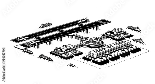 Detailed Illustration of an Ancient Floating City with Canals.