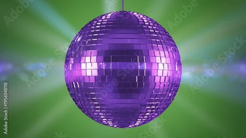 Purple Disco Ball on Green Screen Background for Business and Party Use