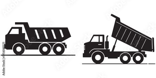 Dump Truck Icons: Loaded and Unloaded Positions Vector Illustration eps 10