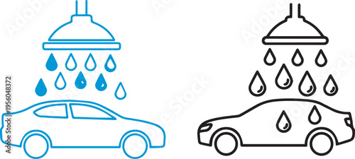 Car wash vector illustration with water drops and shower head eps 10