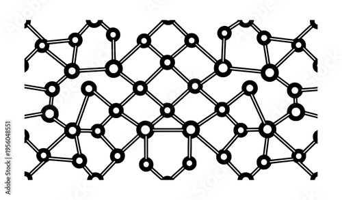 Circular Node Diamond Grid Seamless Pattern Black White Geometric Mesh Vector Background