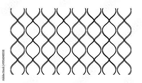 Rounded Diamond Mesh Seamless Pattern Black White Abstract Geometric Vector Background