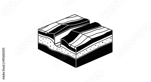 Diagram of a geological fault block with layered strata.