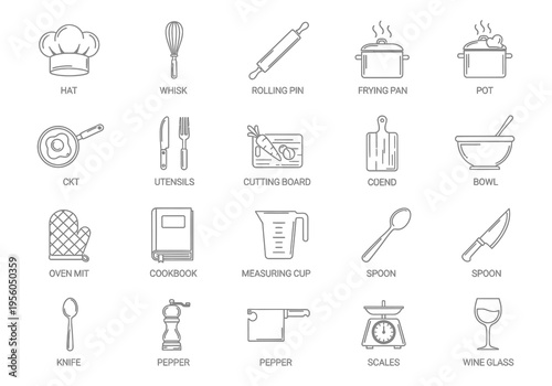 Cooking and Kitchen Tools Illustration Set