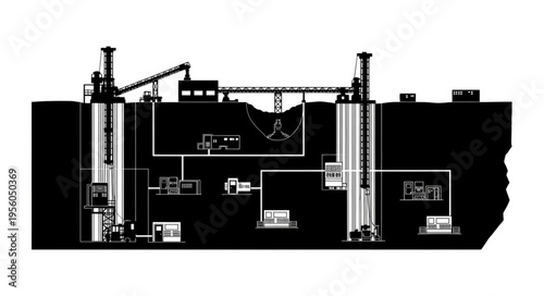 Diagram of an Underground Mining Operation and Infrastructure.