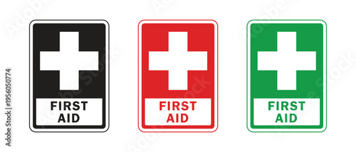 Vector First Aid Sign Set