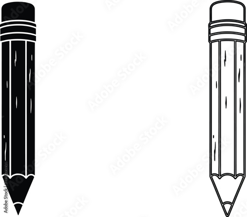 Pencils black white illustration Vector