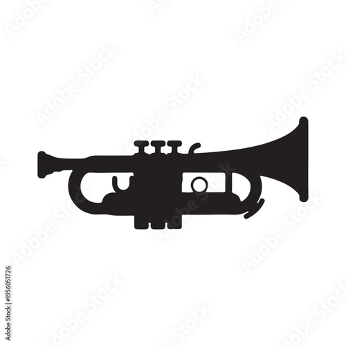 Trumpet icon for musical instruments on white background