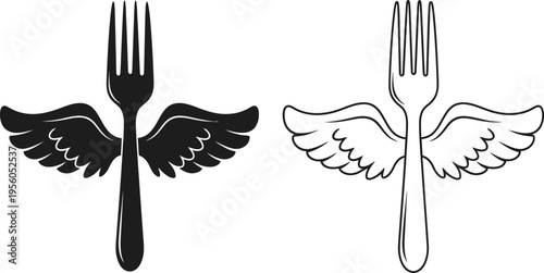 Winged forks symbol food Vector