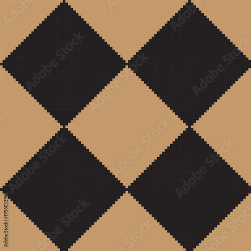 Black And Tan Diamond Knitwear Pattern Geometric Textile Design