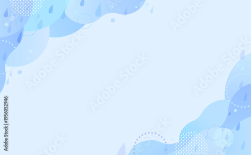 雨と波紋の抽象的な水色背景