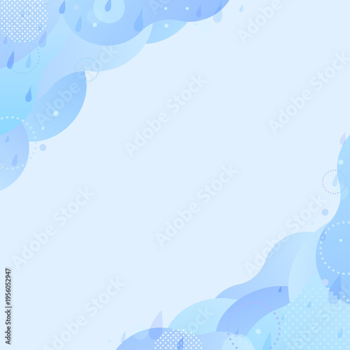 雨と波紋の抽象的な水色背景