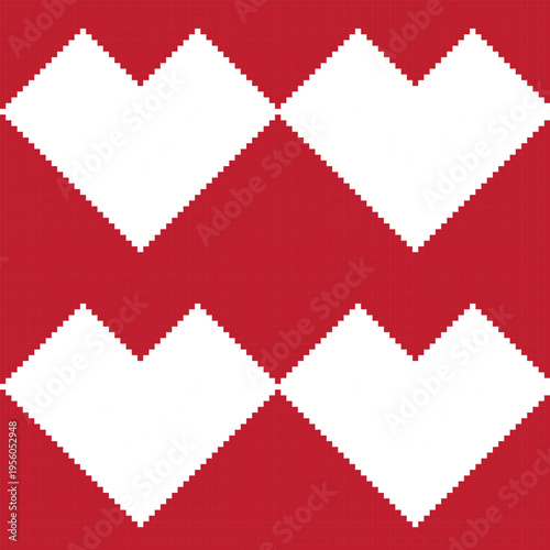 Red Heart Geometric Knitwear Seamless Pattern Design