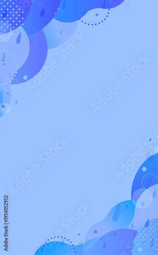 雨と波紋の抽象的な青色背景