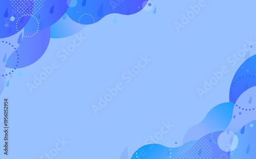 雨と波紋の抽象的な青色背景