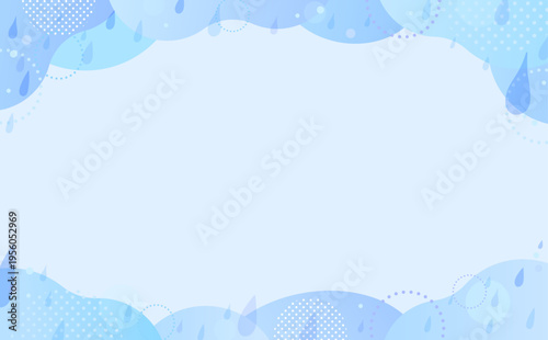 雨と波紋の抽象的な水色背景