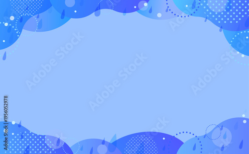 雨と波紋の抽象的な青色背景