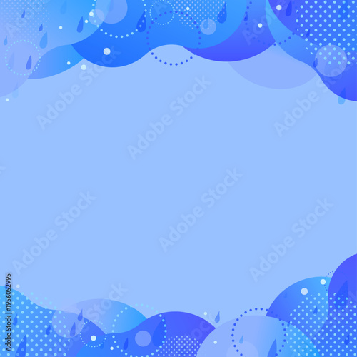 雨と波紋の抽象的な青色背景